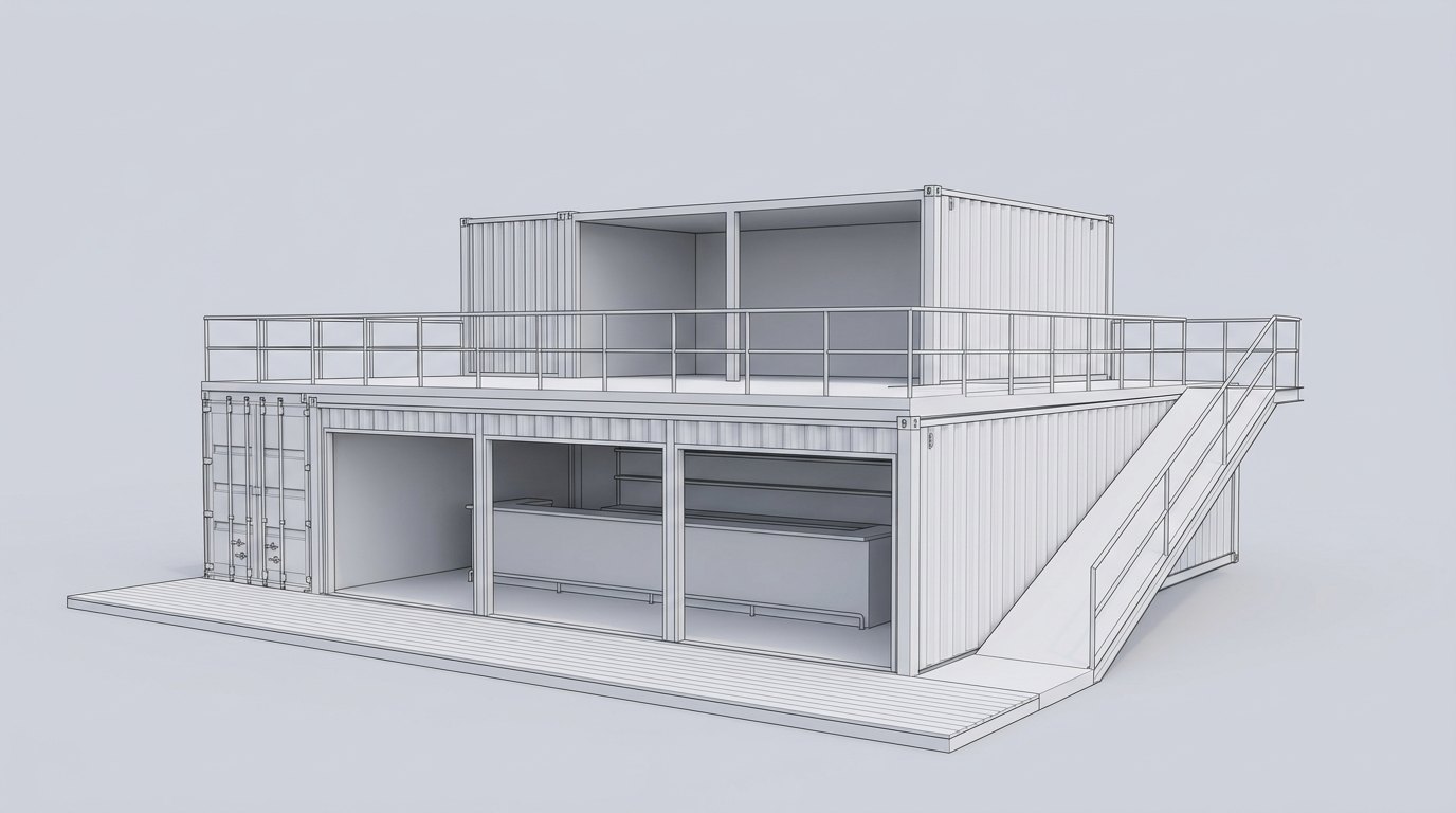 Two-storey modular unit, enclosed option